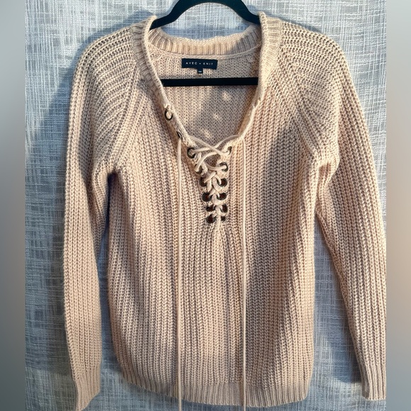 Rib knit neutral sweater, blush pink sweater - Picture 1 of 4